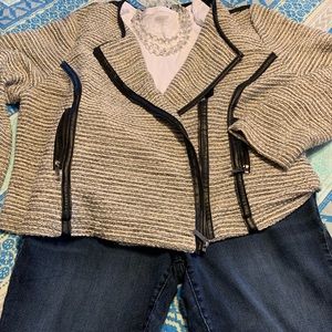 Boucle Moto jacket w/ leatherette detail